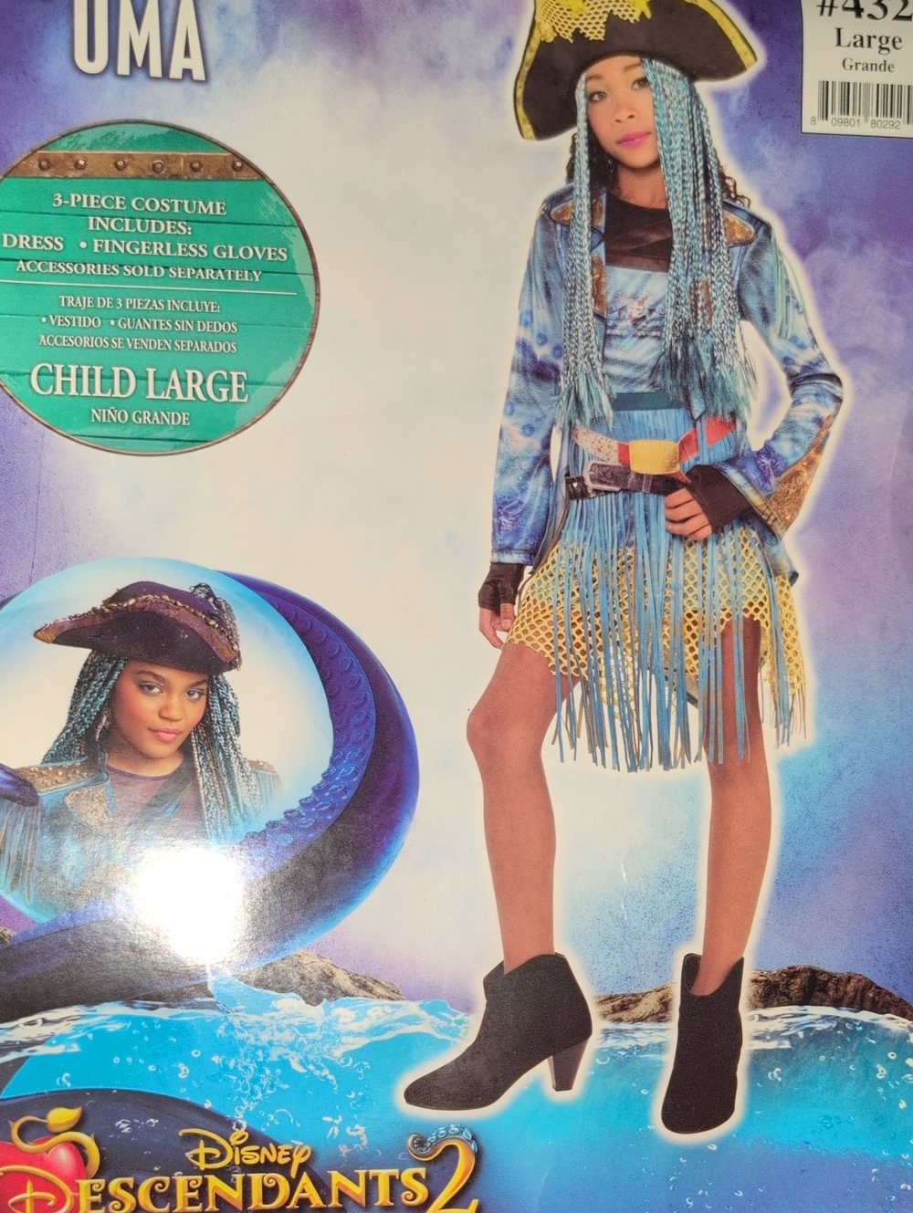 Disney descendants2 Uma Pirate Costume in Blue and Gold